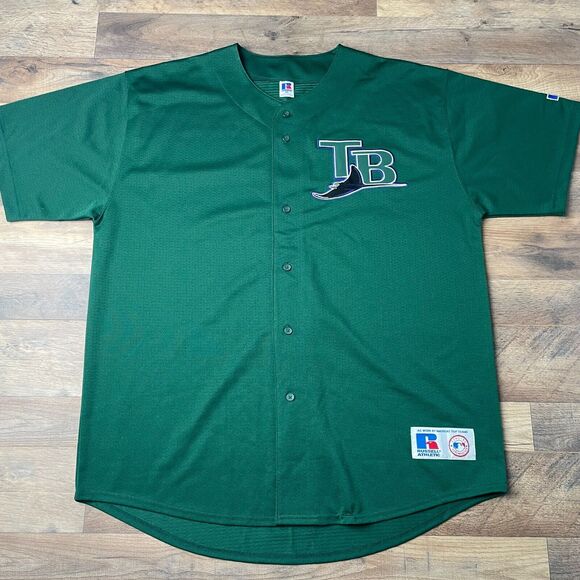 Vintage 90s Tampa Bay Devil Rays Jersey Men's 2XL Green‎ Russell Athletic 1107 - Picture 1 of 9